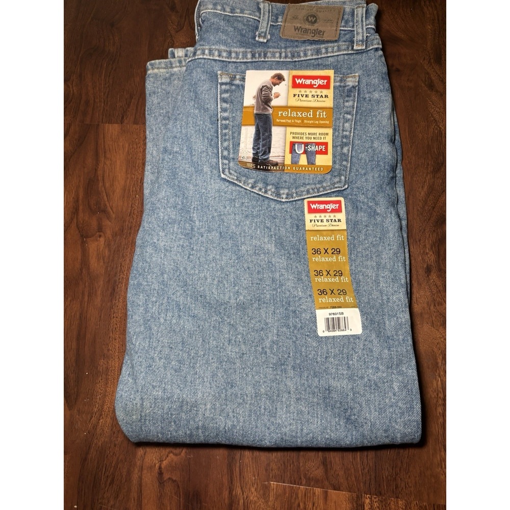 Wrangler‎ Five Star Relaxed Fit U-shape Blue Denim Jeans 36x29